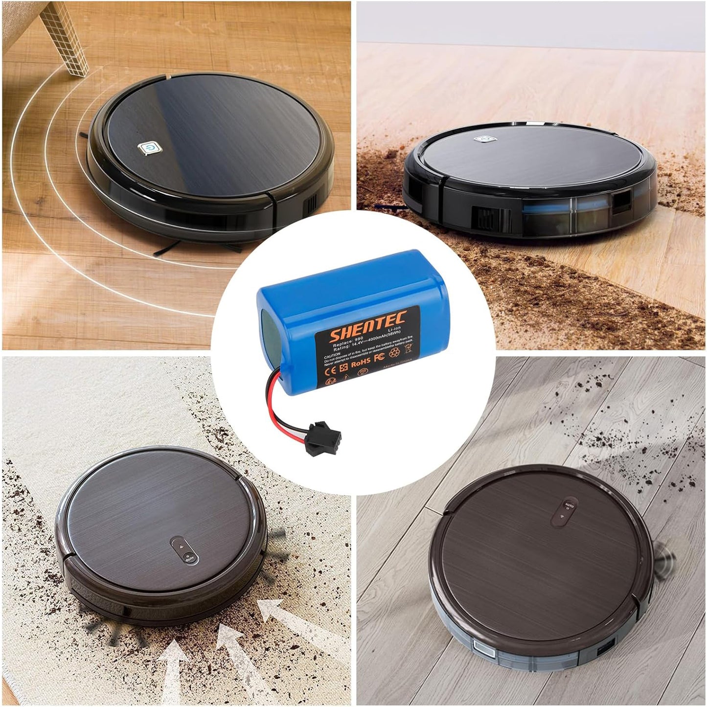 SHENTEC 14.4V 4000mAh Replacement Battery for Eufy RoboVac