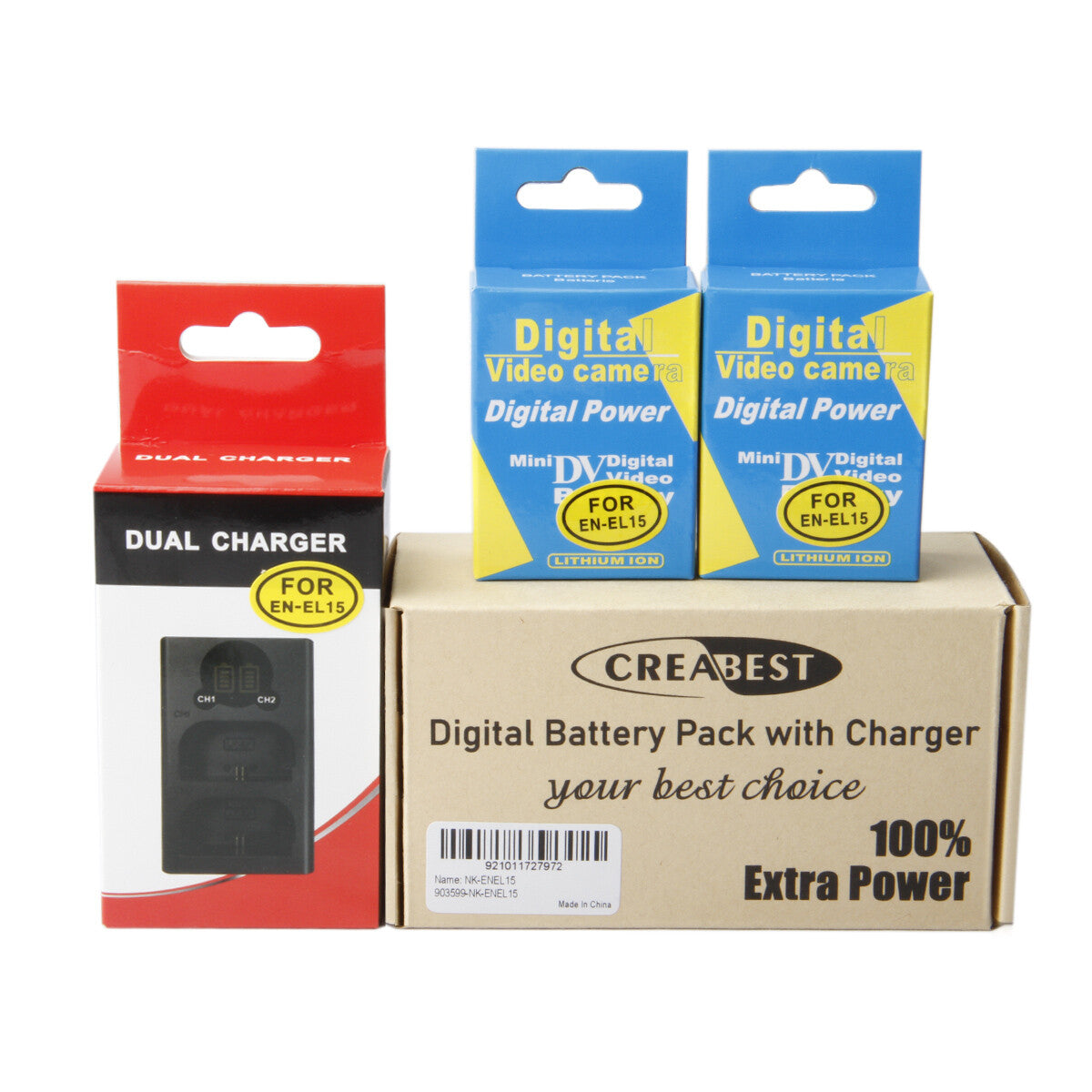 2x EN-EL15 Battery+Dual Charger For Nikon EL15A D500,D600,D610,D750,D850,D800E