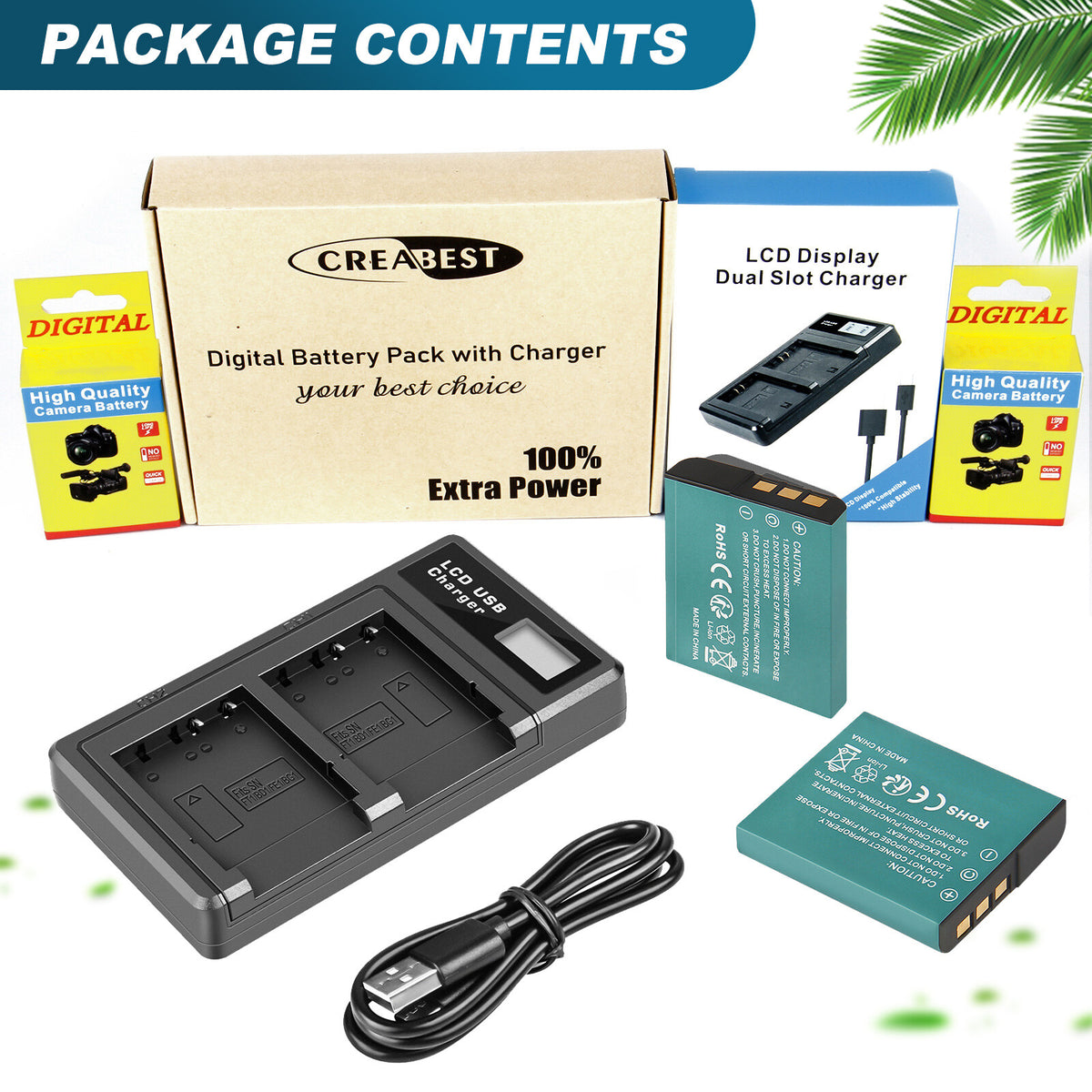 2x NP-BG1/FG1 Battery+Dual Charger For Sony Cyber-Shot DSC-W30 W170 W70 W90 W115