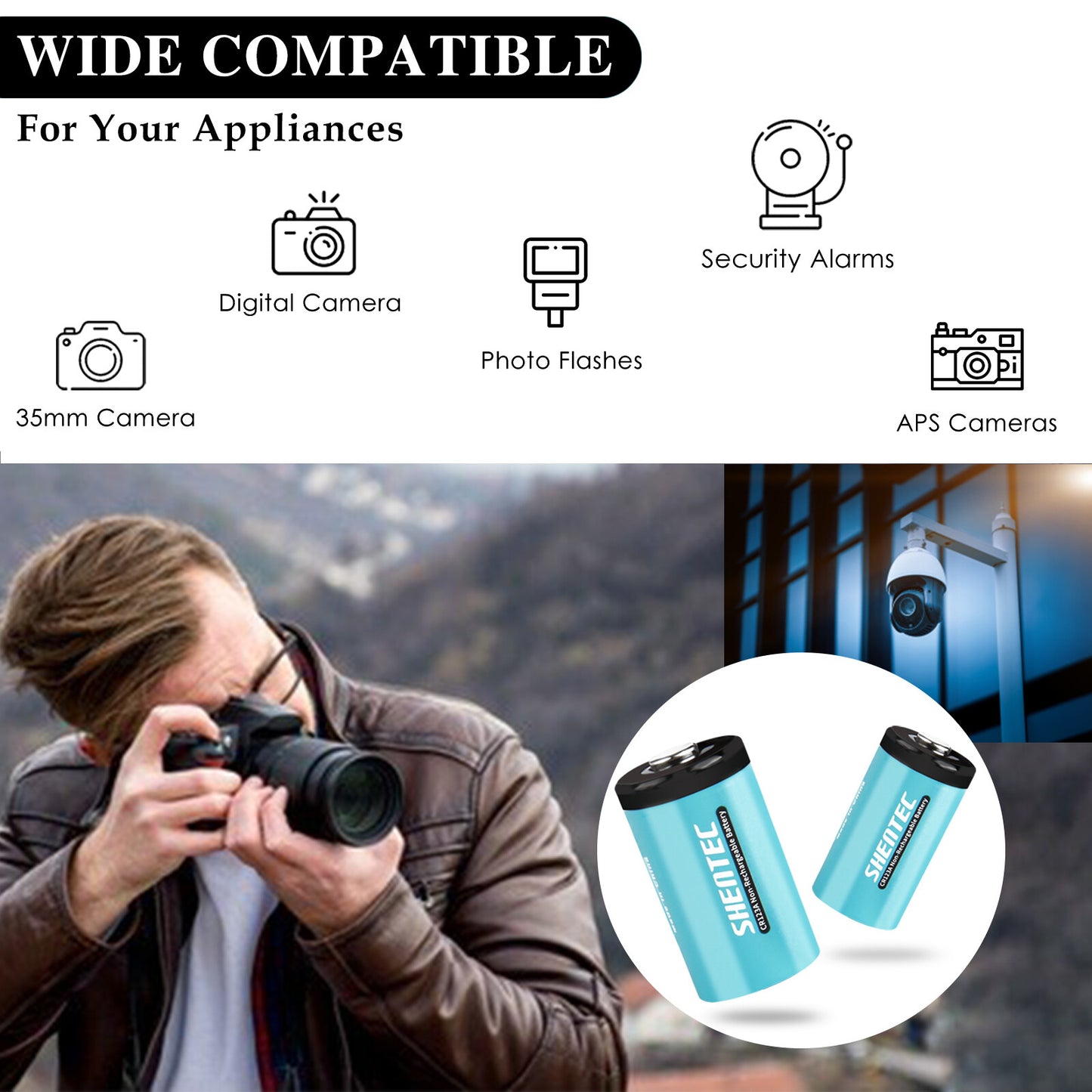 SHENTEC 20x 3V 1600mAh 123 CR123 CR123A Lithium Battery For DL123A Photo Camera