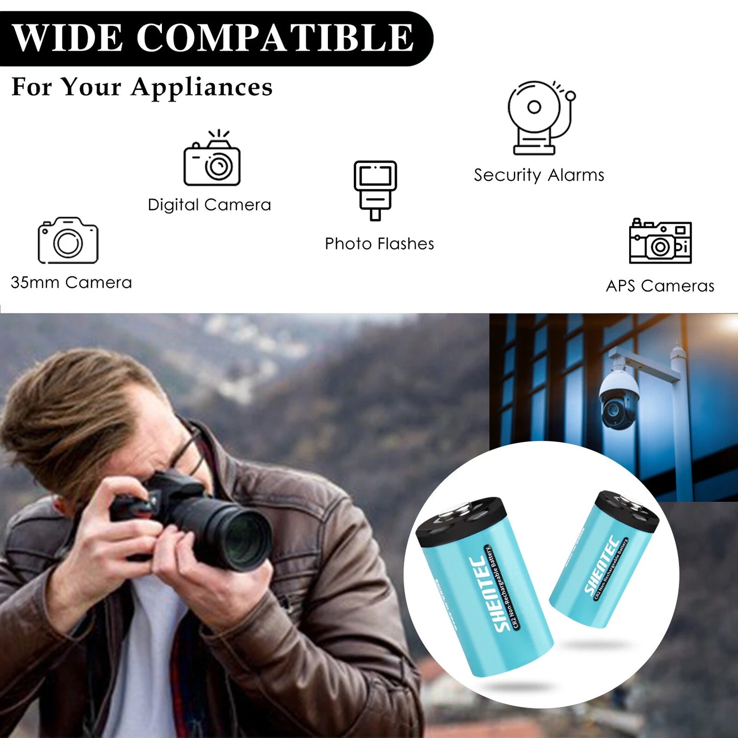 SHENTEC 20Pcs 1000mAh 3Volt CR-2 CR2 Lithium Battery For DR2R DLCR2 KCR2 CR17355