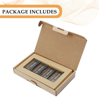 SHENTEC 8Pack 9V 800mAh Lithium Rechargeable Battery 6F22 PP3 LR22 MN1604