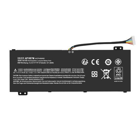 57Wh 15.4V Replacement Battery AP18E8M E7M 4ICP4/70/88 For Acer Nitro 7 AN715-51 AN515-52