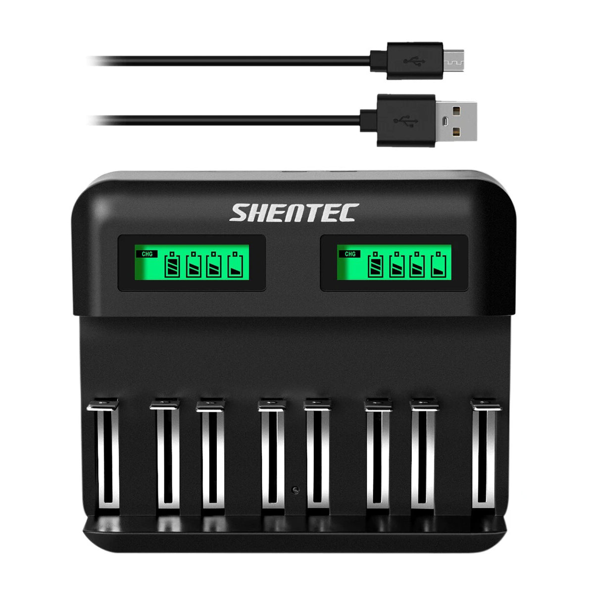SHENTEC 8-Slot 9V Smart AA AAA C D Ni-MH Rechargeable Battery Charger
