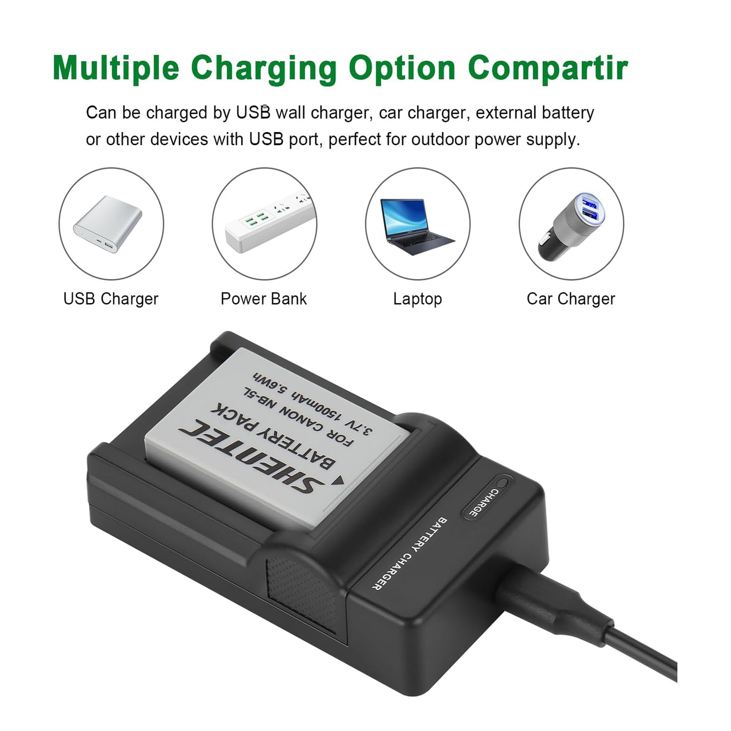 SHENTEC Li-ion Battery Charger for Canon PowerShot Digital IXUS