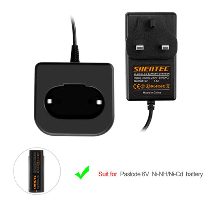 SHENTEC Battery Charger For Paslode 6V Ni-MH 404717 B20544E BCPAS-404717