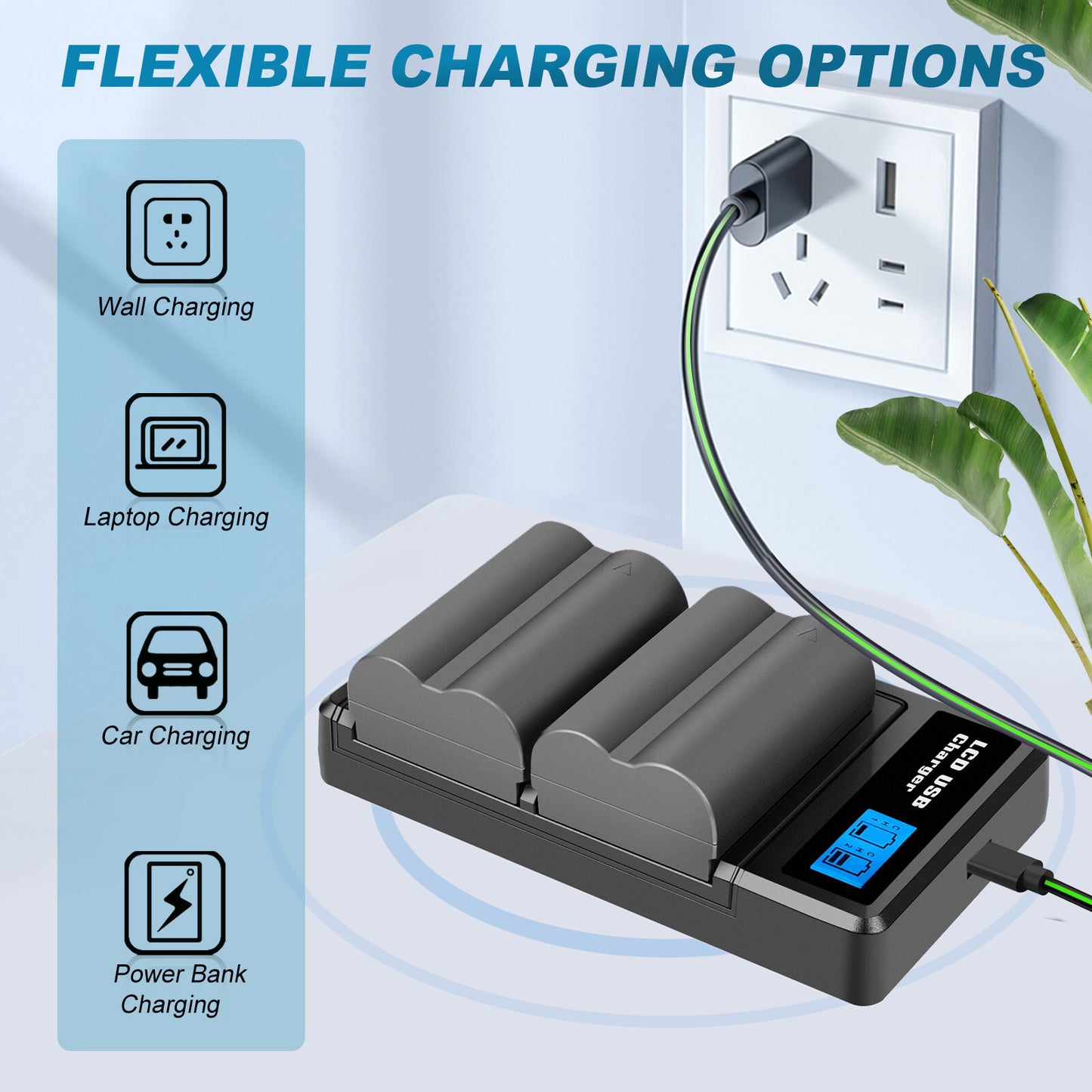 2x BP-511 Battery &LCD Dual Charger For Canon EOS 40D 50D BP-511A 300D 20D 30D