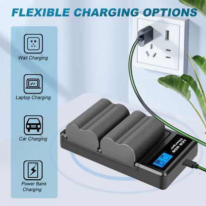 2x BP-511 Battery &LCD Dual Charger For Canon EOS 40D 50D BP-511A 300D 20D 30D