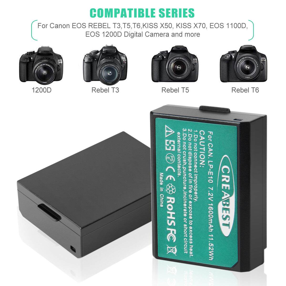 2x LP-E10 Battery &Charger For Canon Rebel T3 T5 Kiss X50 EOS 1200D 1300D 2000D