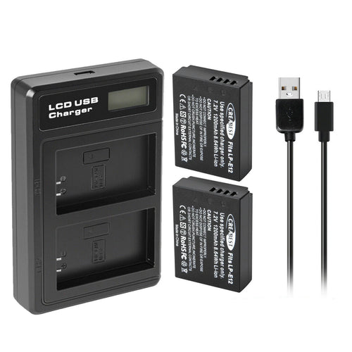 2x LP-E12 Battery +Charger For Canon EOS M M10 M50 PowerShot SX70