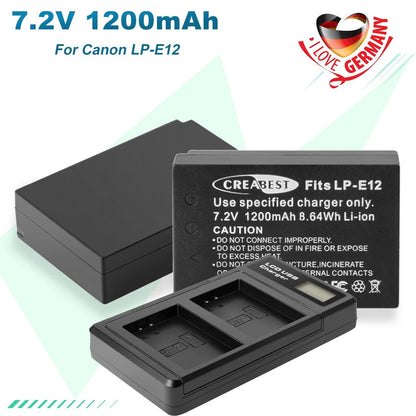 2x LP-E12 Battery +Charger For Canon EOS M M10 M50 PowerShot SX70