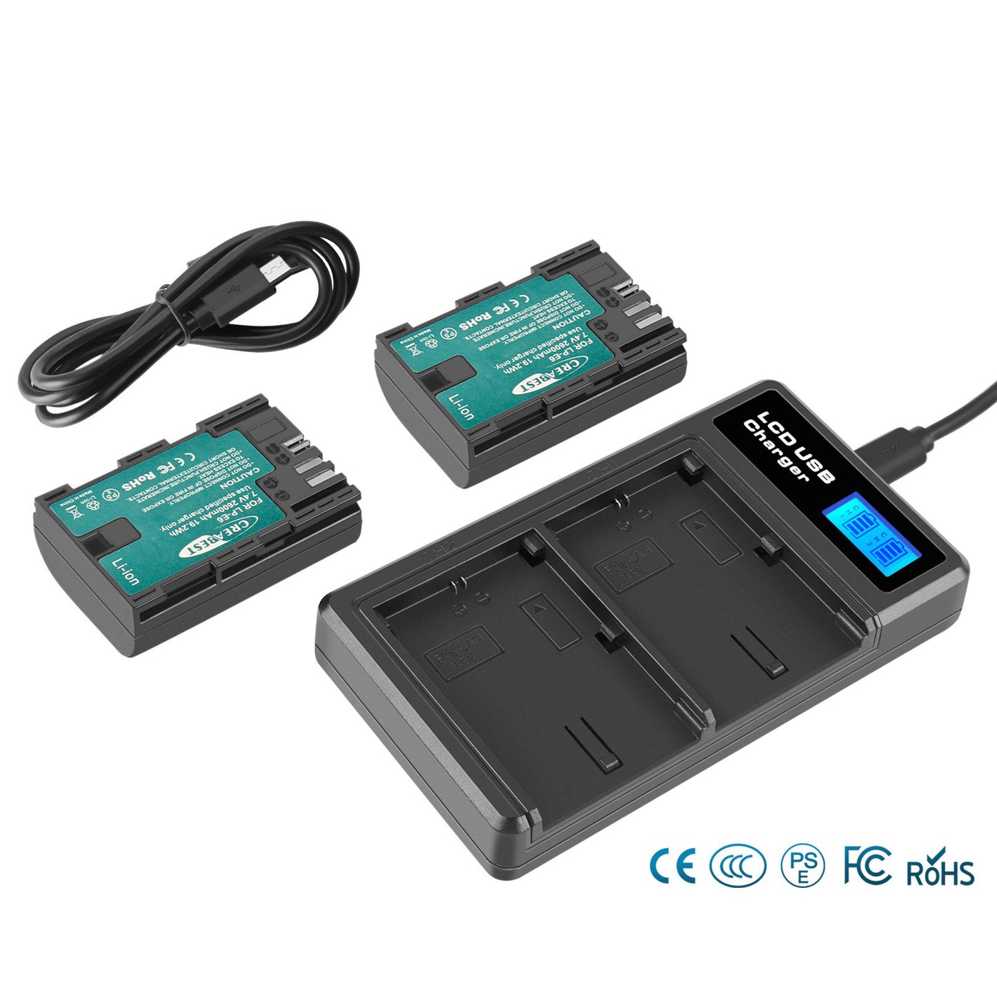 2xLP-E6 LP-E6N Battery+Dual Charger For Canon EOS 90D 5D Mark III IV 80D 60D 70D