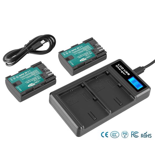 2xLP-E6 LP-E6N Battery+Dual Charger For Canon EOS 90D 5D Mark III IV 80D 60D 70D