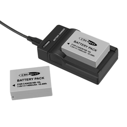 2x NB-10L Battery+Charger For Canon PowerShot G15 G16 G1X SX50HS SX60HS SX40HS