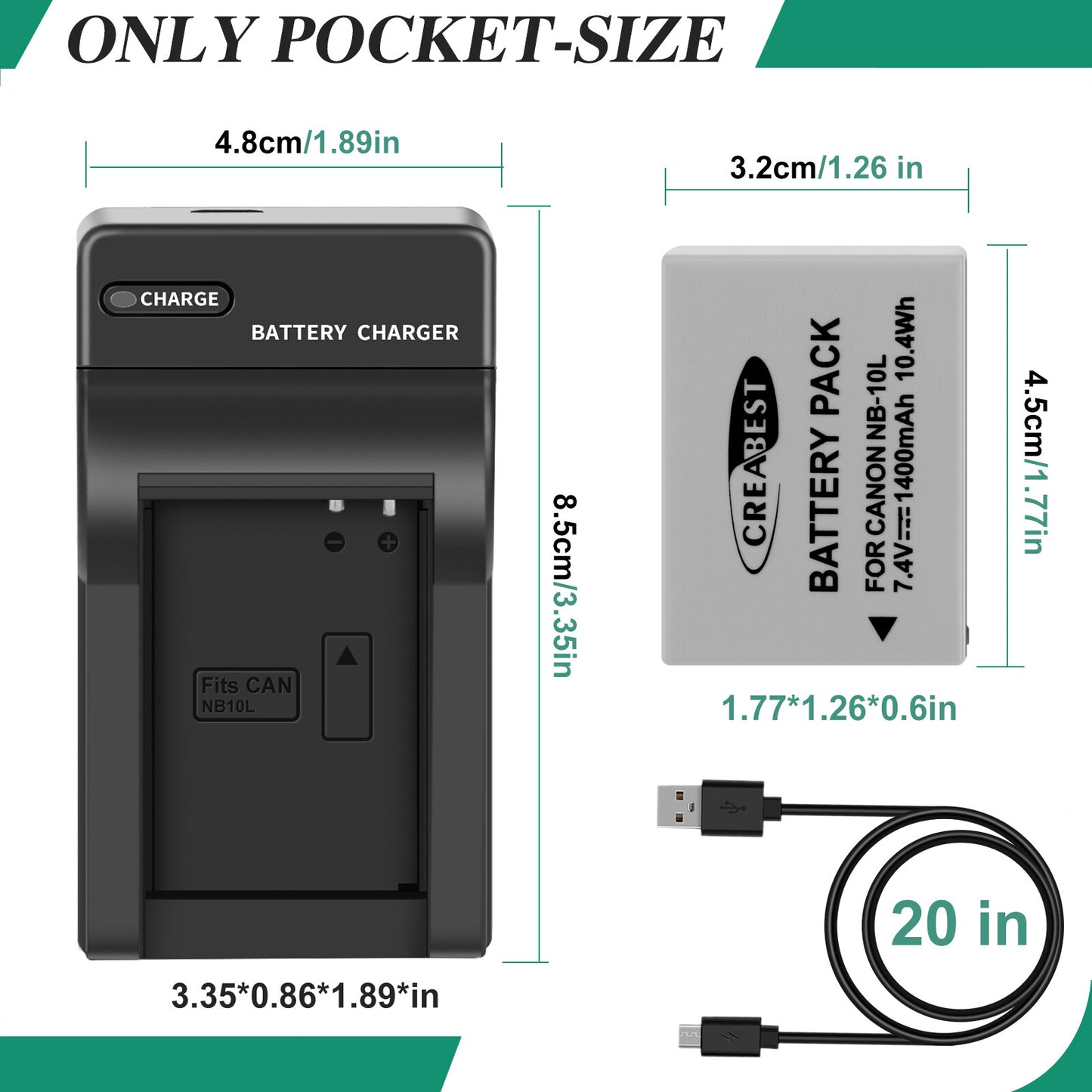2x NB-10L Battery+Charger For Canon PowerShot G15 G16 G1X SX50HS SX60HS SX40HS
