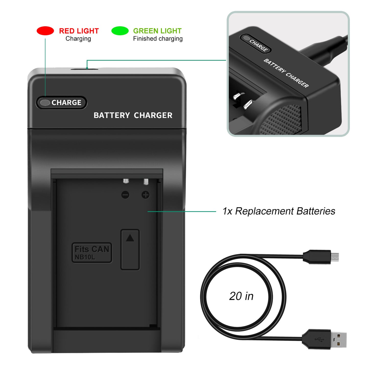 2x NB-10L Battery+Charger For Canon PowerShot G15 G16 G1X SX50HS SX60HS SX40HS