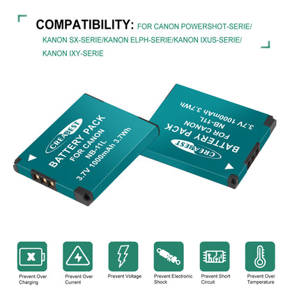 2x NB-11L/11LH Battery+Charger For Canon SX410 SX420 SX430 IS IXUS 180 185 190