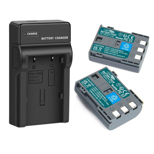 2x NB-2LH Battery+Charger For Canon EOS HV30 HV40 400D 350D HV20 BP-2L14 BP-2L14