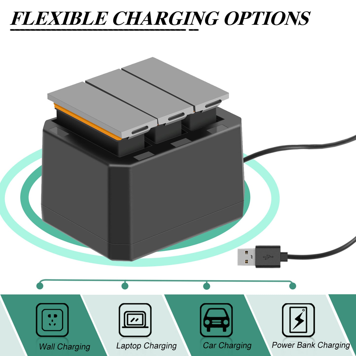 3x 1350mAh Battery+3 Channel Fast Charger USB For DJI Osmo AB1 P01 PT1 Action