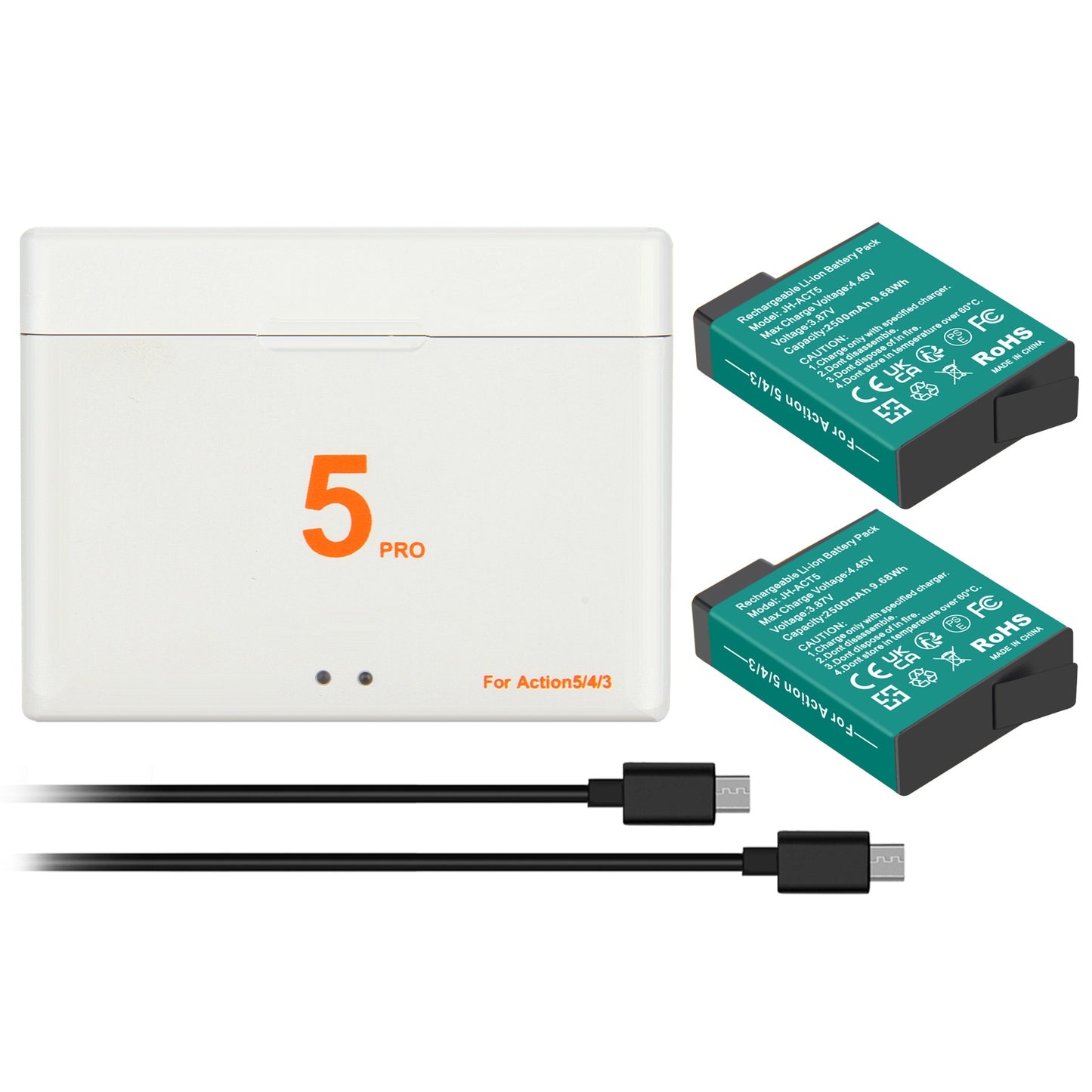 2x Action 4 3 5 Pro Battery+Charger For DJI Osmo Action 5 Pro Action 4 Action 3