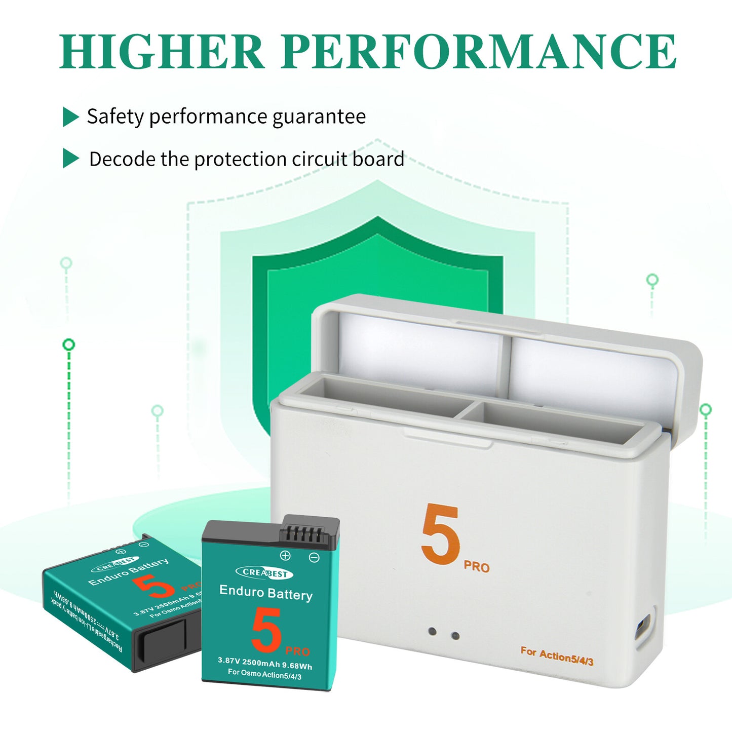 2x Action 4 3 5 Pro Battery+Charger For DJI Osmo Action 5 Pro Action 4 Action 3