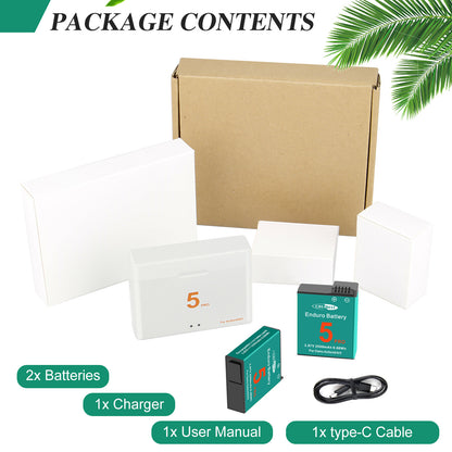 2x Action 4 3 5 Pro Battery+Charger For DJI Osmo Action 5 Pro Action 4 Action 3