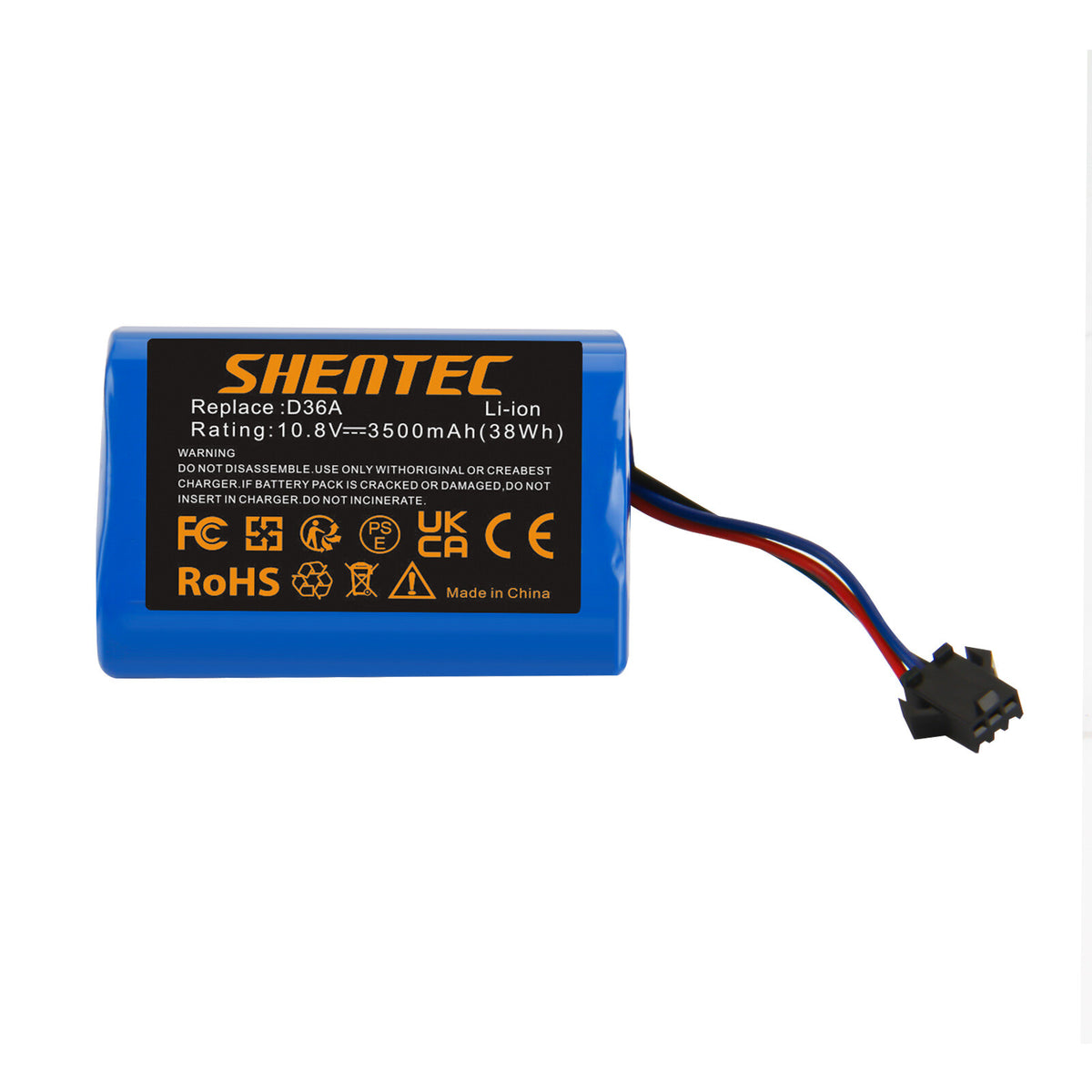 SHENTEC 3.5Ah 10.8V Li-Ion Replacement Battery for Ecovacs DA60-Darfon ZJ1450 Ecovacs D36A DA60