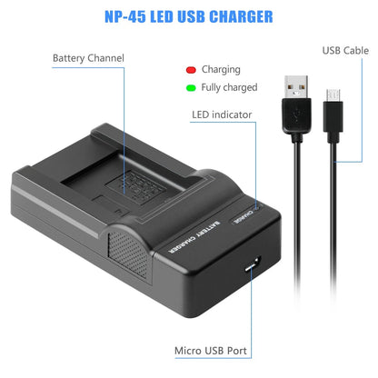 SHENTEC 3.6V 1200mAh Battery For Fujifilm NP-45 Olympus Nikon EN-EL10+Charger