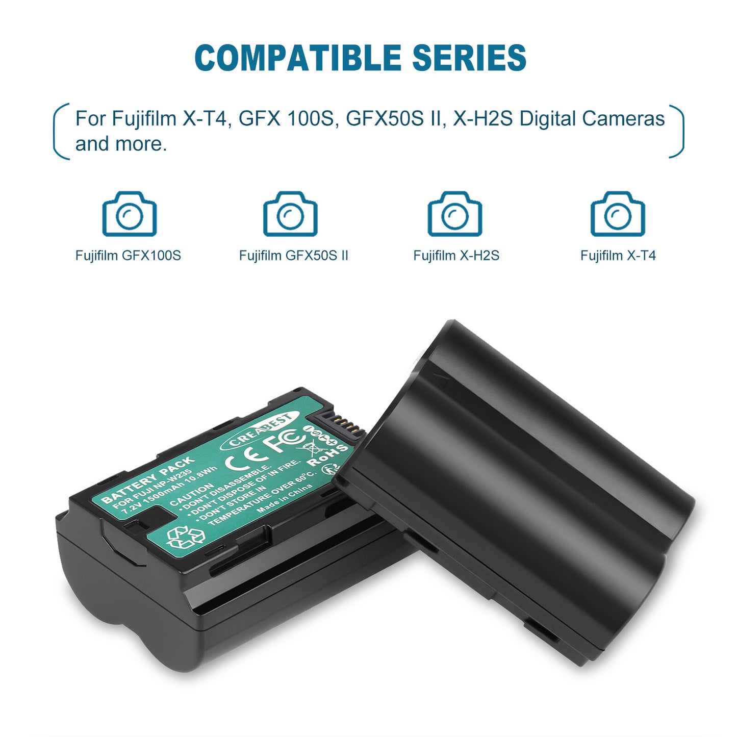 2x NP-W235 Battery+Dual Charger For Fujifilm GFX 100S 50S II X-H2S X-T5 XT4 X-T4