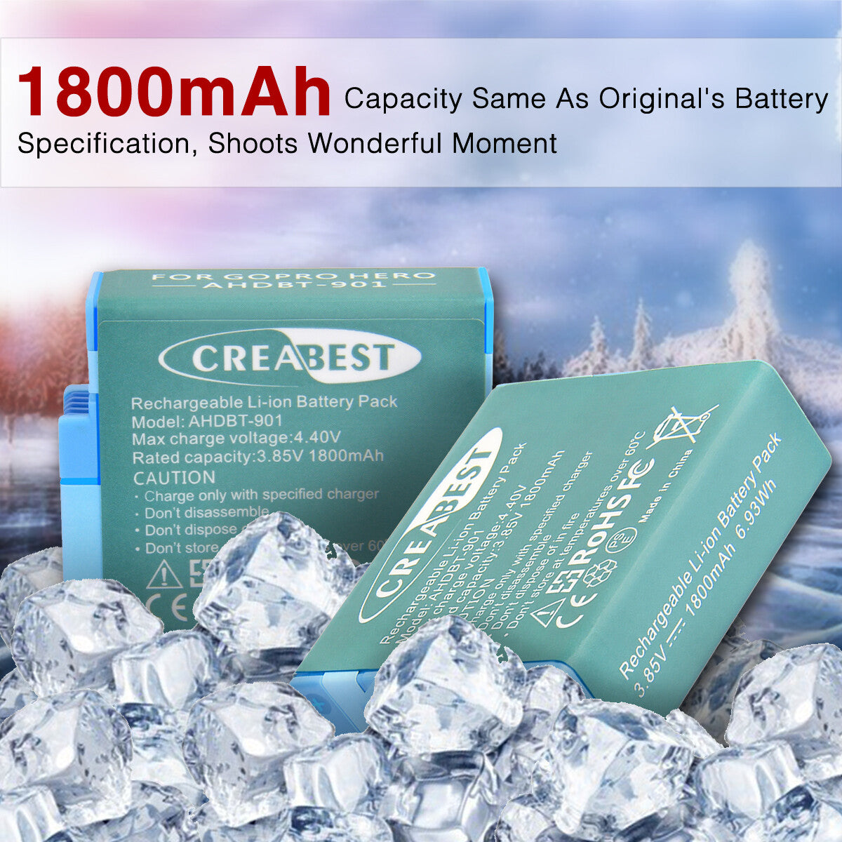 3x AHDBT-901 1800mAh Battery For GoPro Hero9 Hero10 11 Black ADBAT-001 +Charger