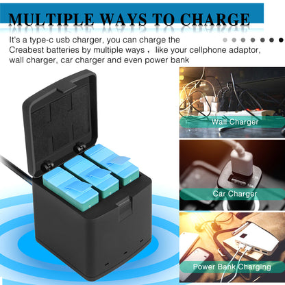 3x AHDBT-901 1800mAh Battery For GoPro Hero9 Hero10 11 Black ADBAT-001 +Charger