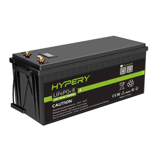 24V 100Ah LiFePO4 Lithium Battery BMS Deep Cycle Bluetooth LCD For Off-Grid Solar RV