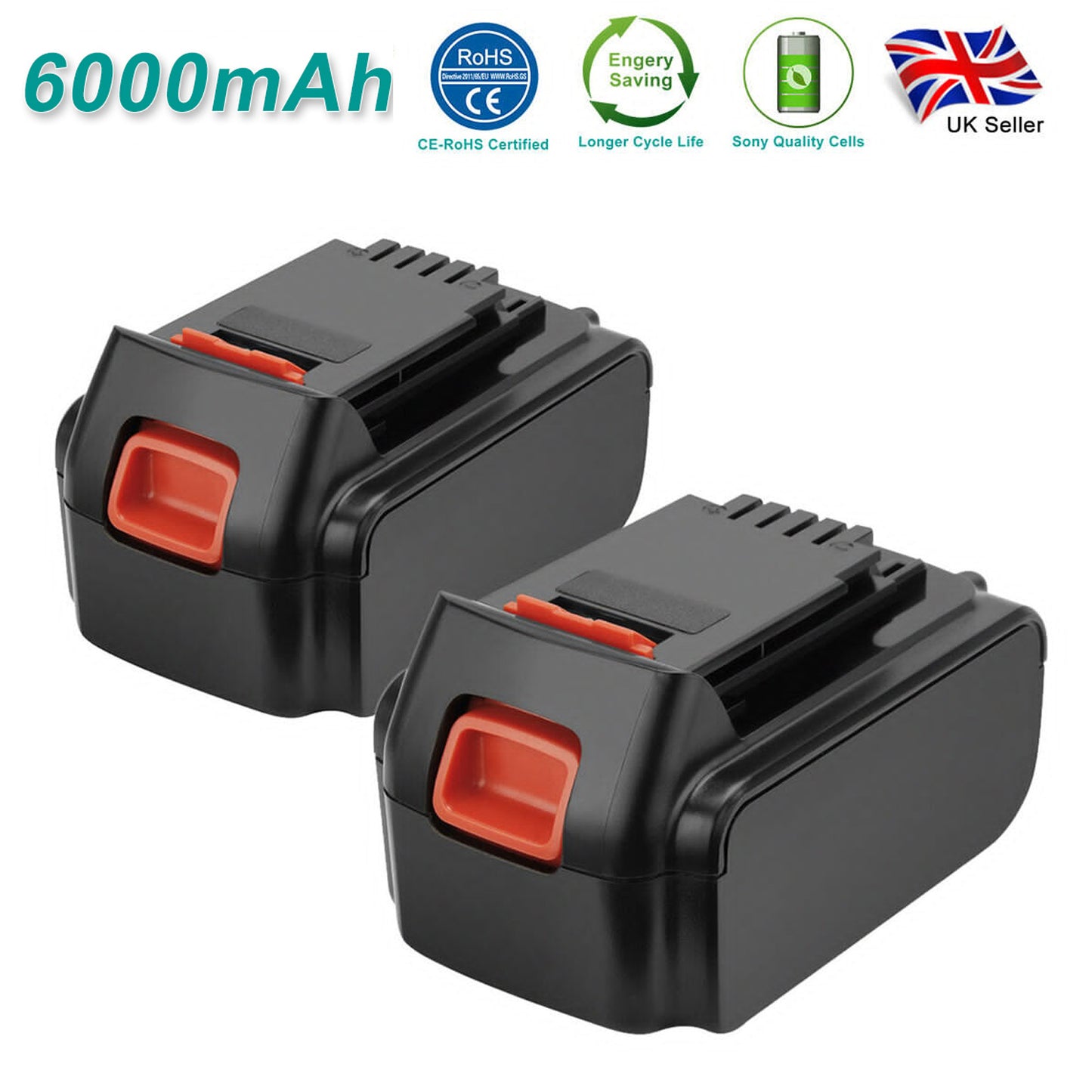 SHENTEC 2X 6AH 20V Li-ion Battery For Black Decker LBX20 BDCDMT120 LDX120SB
