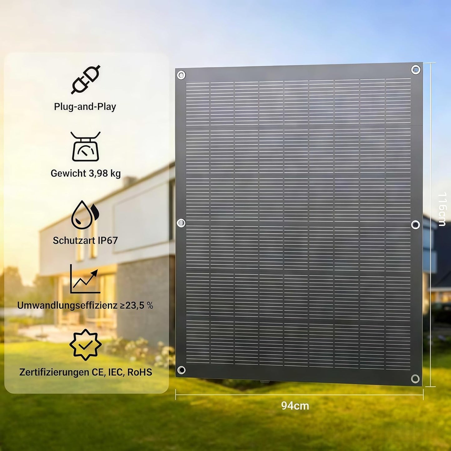 Balcony Power Station 800W Flexible Solar Kit With 4 x 200 W Solar Panel Flexible & Inverter 800 W, Plug and Play with 5 m AC Cable