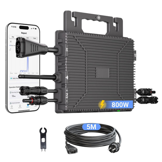 Micro Power Inverter 800W, Inverter Balcony Power Station with WiFi, Plug & Play, App Control, 5 m AC Cable, PV Inverter