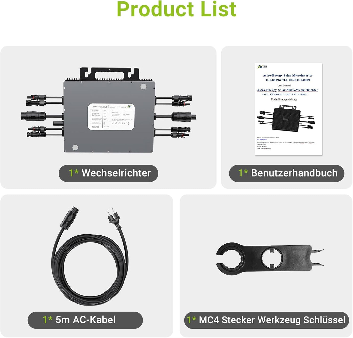 Micro Power Inverter 800W, Inverter Balcony Power Station with WiFi, Plug & Play, App Control, 5 m AC Cable, PV Inverter