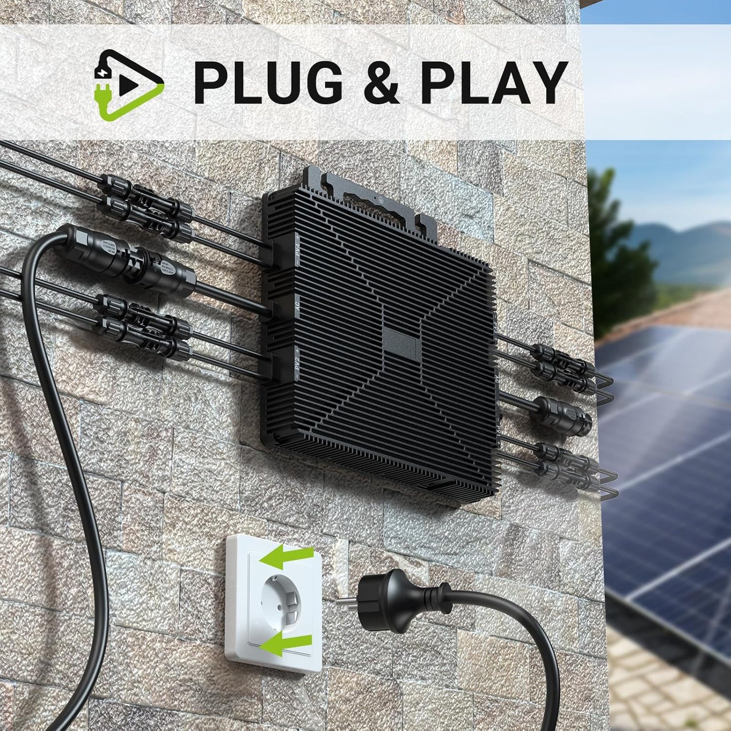Micro Power Inverter 800W, Inverter Balcony Power Station with WiFi, Plug & Play, App Control, 5 m AC Cable, PV Inverter