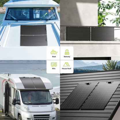 240W Flexible Solar Panel Kit, 2 x 120 W Flexible Solar Cell Module, IP67 for Balcony Motorhome, Car, Shed, Roof, Boat ,Off Grid