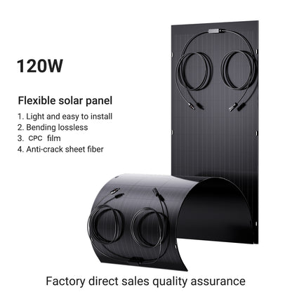 240W Flexible Solar Panel Kit, 2 x 120 W Flexible Solar Cell Module, IP67 for Balcony Motorhome, Car, Shed, Roof, Boat ,Off Grid