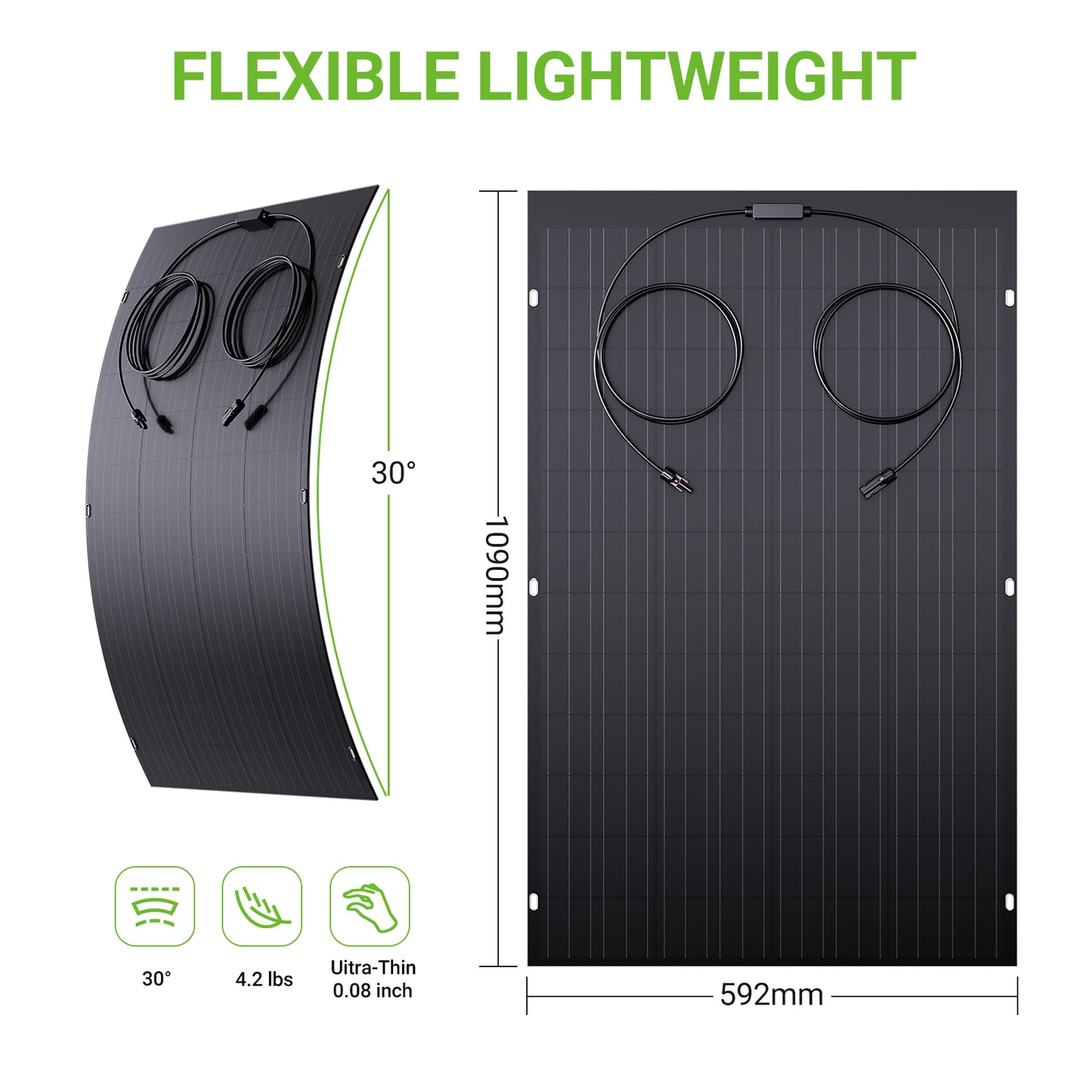 240W Flexible Solar Panel Kit, 2 x 120 W Flexible Solar Cell Module, IP67 for Balcony Motorhome, Car, Shed, Roof, Boat ,Off Grid