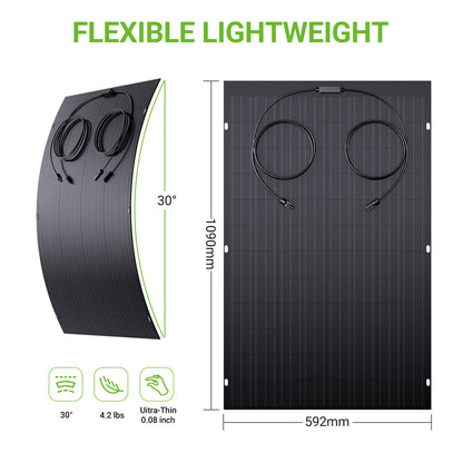 240W Flexible Solar Panel Kit, 2 x 120 W Flexible Solar Cell Module, IP67 for Balcony Motorhome, Car, Shed, Roof, Boat ,Off Grid