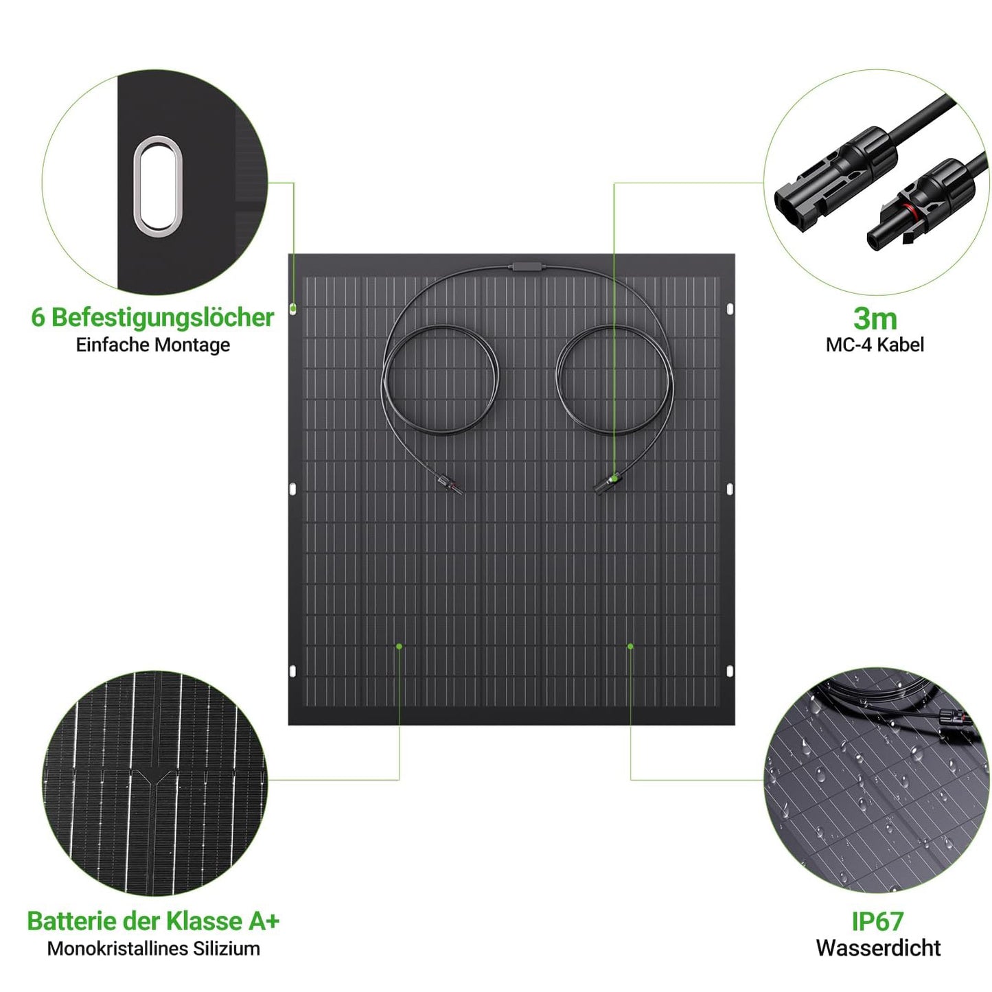 960W Flexible Solar Panel Kit, 4 x 240 W Flexible Solar Module, IP67, Solar Cell Photovoltaic Off Grid, for Motorhome, Car, Shed, Roof, Boat, Balcony
