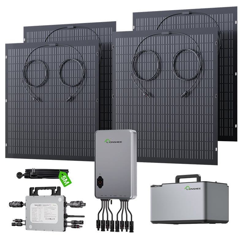 Balcony Power Station 800W Flexible Solar Kit With 4 x 200 W Solar Panel & Inverter 800W,1600W Smart Hub &1024WH Power Box