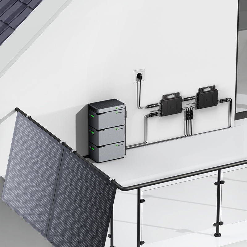 Balcony Power Station 800W Flexible Solar Kit With 4 x 200 W Solar Panel & Inverter 800W,Smart Hub &3 X 1024WH Power Box