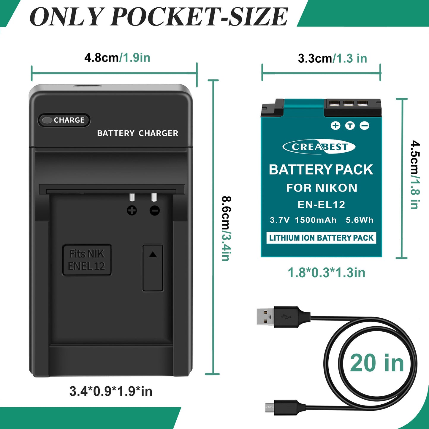 2x EN-EL12 Battery+Charger For Nikon CoolPix P310 P330 B600 A900 P300 S8000 S31