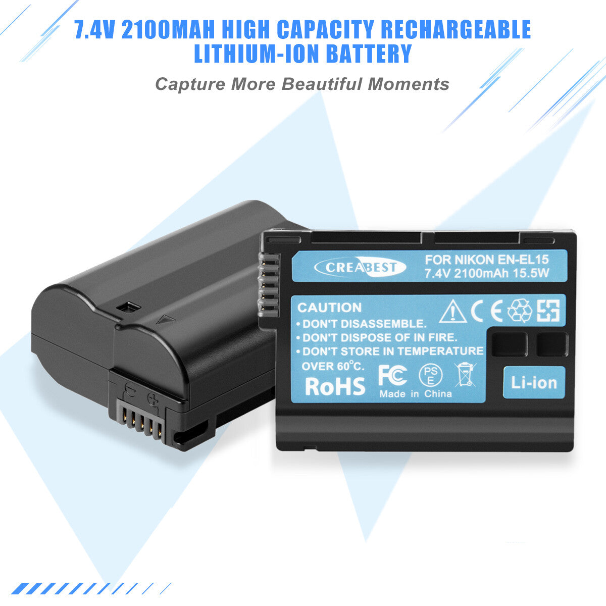 2x EN-EL15 Battery+Dual Charger For Nikon EL15A D500,D600,D610,D750,D850,D800E