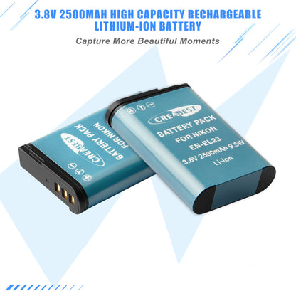 2X EN-EL23 Battery &Charger For Nikon Coolpix P900 S810c B700 P600 P610 P610s