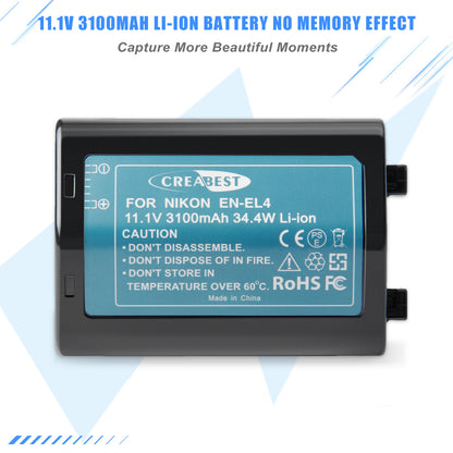 3100mAh EN-EL4 Battery For Nikon EN-EL4e F6 D2X D2Xs D2H D2Hs D3 D3S D3X EN-EL4a