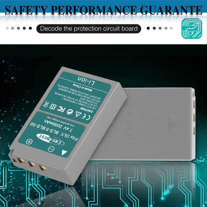 2x BLS-5 BLS-50 PS-BLS5 2000mAh Camera Battery + Dual Charger For Olympus PEN