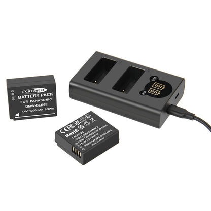 2Pcs DMW-BLE9E Battery Charger For Panasonic Lumix GF5 GX7 DMC- GF3 DC-G110 GX85